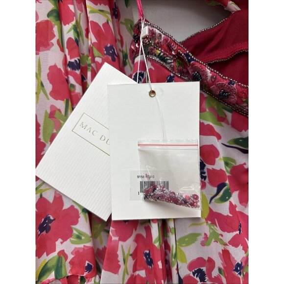 Mac Duggal Size 0 Pink Floral 9158 Bell Sleeve Mini Cocktail Party Dress New - Picture 11 of 14